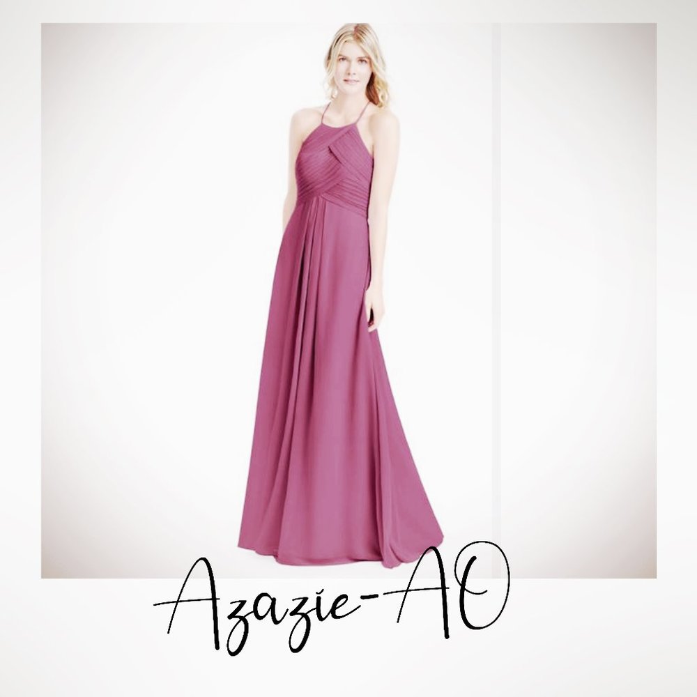 Azazie Ginger -Mulberry Halter Dress - Pleated A0